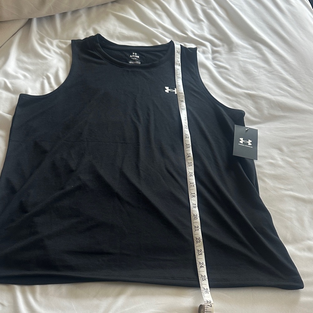 Under Armour Black Muscle Tank with White Logo - Picture 3 of 4